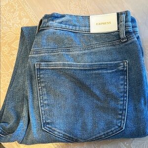 Express Distressed Skinny High Rise Jeans